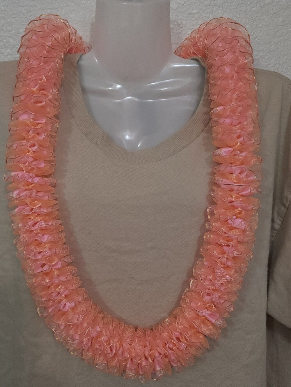 Peach and Gold Hawaiian Lei - Decorative Home Garland